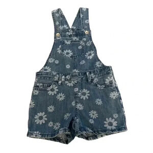 The Children’s Place Blue Floral Girls Overall Cotton Jeans Pants SZ 6 # 1569